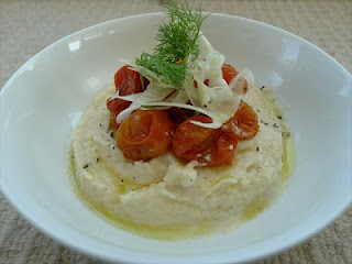 White bean puree with blistered tomato and fennel- still getting evangelical about pulses