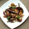 Roast Miso Pumpkin with Carrots, Onion, White Bean and Kale and Carrot Top Pesto