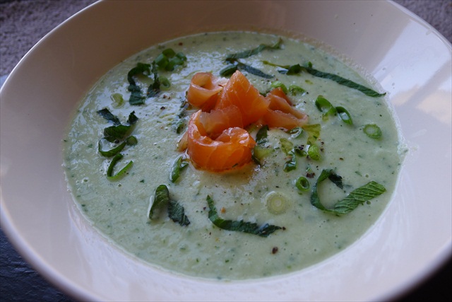 Chilled Honeydew, Cucumber and Mint Soup